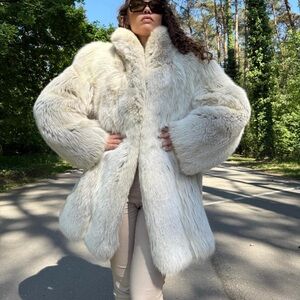 Nordic Fox Fur Coat XL Size, Vintage Style, Rare Find Fur Coat, White Fox